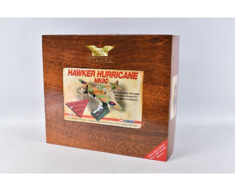 A BOXED CORGI HAWKER HURRICANE MKIIC THE BATTLE OF BRITAIN MODEL PLANE SCALE 1:32, numbered LF363, painted camouflage, appear