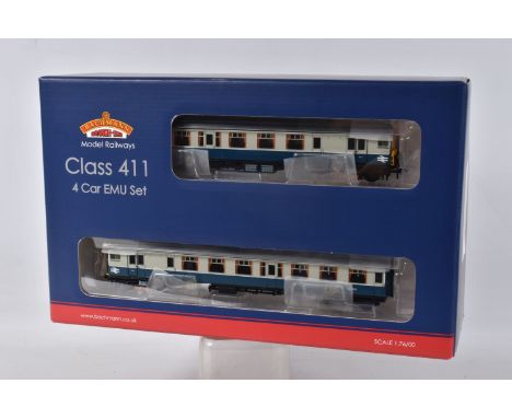 A BACHMANN BRANCHLINE BOXED MODEL RAILWAYS    OO Gauge Class 411 Four Car Set CEP EMU in BR Blue and Grey 7134, 31-427A, appe