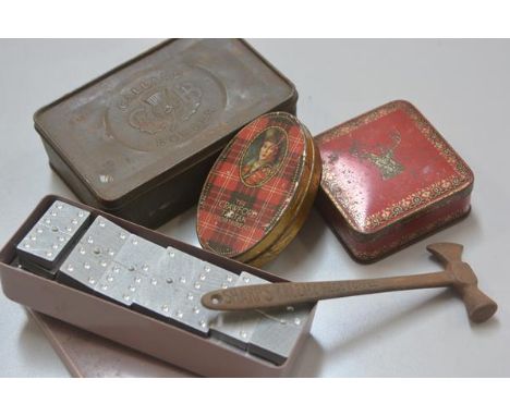 A Callard &amp; Bowser thistle decorated tin, a Crawfords oval tartan shortbread tin, a Stag's head tin, a Sharps Kreemy regi
