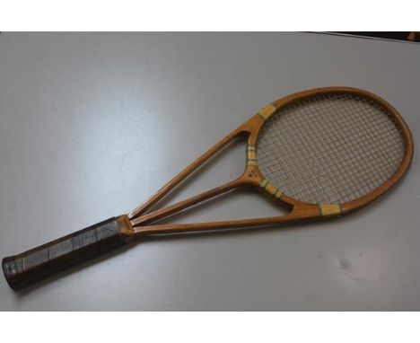 Sporting Memorabilia: a rare Hazells Streamline Blue Star racquet, manufactured by Hazells of London, with original stringing