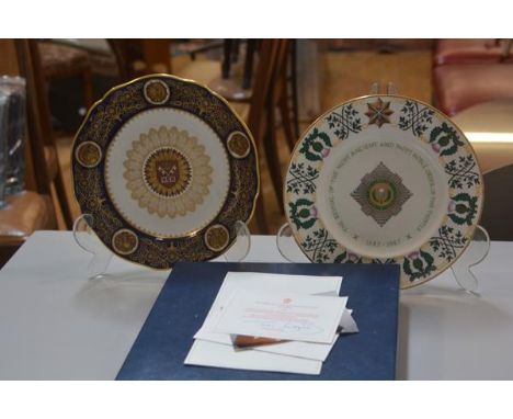 A Spode York Minster Restoration plate complete with original box, certificate etc., no. 690/1000, signed and a decorative pl