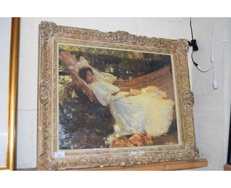 AFTER ALFRED MUNNINGS, THE ARBO TEXTURED PRINT IN ANTIQUE STYLE FRAME, 69CM