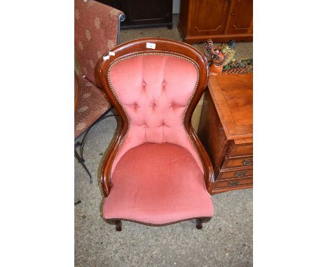 VICTORIAN STYLE PINK BUTTON BACK NURSING OR SIDE CHAIR