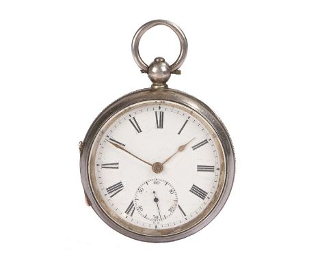 Victorian silver pocket watch, white enamel dial with Roman numerals and subsidiary seconds dial, the movement stamped Kayes 