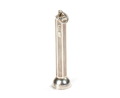 Elizabeth II silver cigar cutter, Birmingham 1958, maker Charles S Green &amp; Co Ltd, the sliding hexagonal cover with ring 