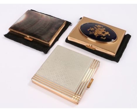 Patrys compacts,  France, one signed Limoges enamel 1950s (3)