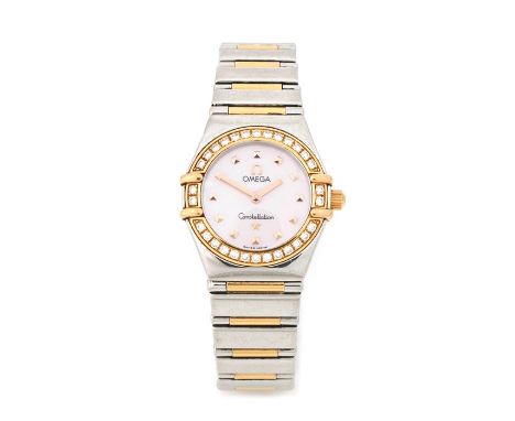 Omega "My Choice" Constellation gold, stainless steel and diamond set wristwatch, the signed mother of pearl dial with gilt n