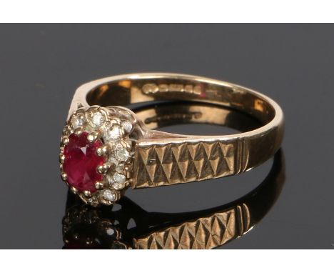 9 carat gold ring, set with ruby to the head, ring size M