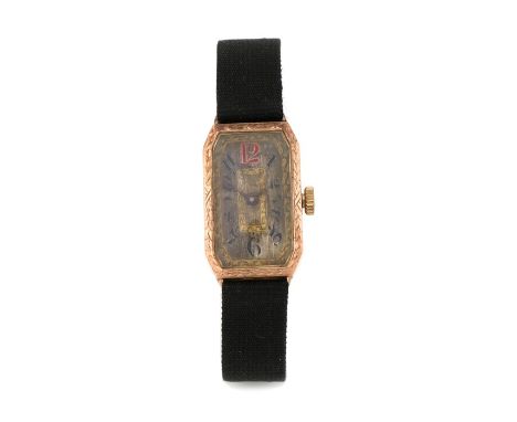 Ladies 9 carat gold wristwatch, the silver and gilt dial with Arabic numerals, manual wound, the case 16.4mm wide