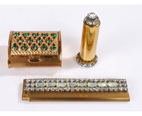 Two items from a matching Weisner 'Trickette' (USA) - a lipstick holder with original lipstick and fold up comb, both in gold