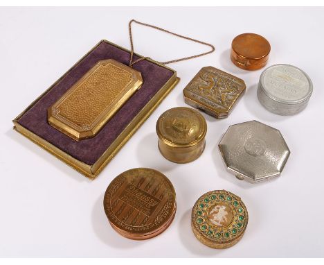 Collection of Art Nouveau compacts; including a 1920s Vanipact de Fleury; a 1920 Dhaussy tap sifter mechanism for powder; a M