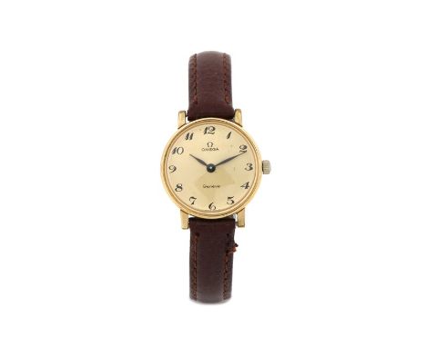 Omega Geneve gold plated ladies wristwatch, the signed gilt dial with Arabic numerals, manual wound, the case 23mm diameter