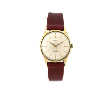 Winegartens gentleman's gold plated wristwatch, the signed silver dial with gilt baton numerals, manual wound, the case 33mm 