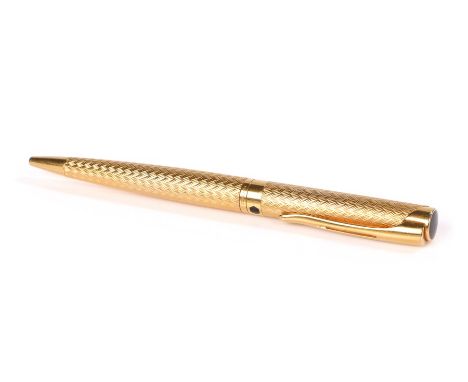 Waterman gold plated ballpoint pen, the engine turned body with twist mechanism