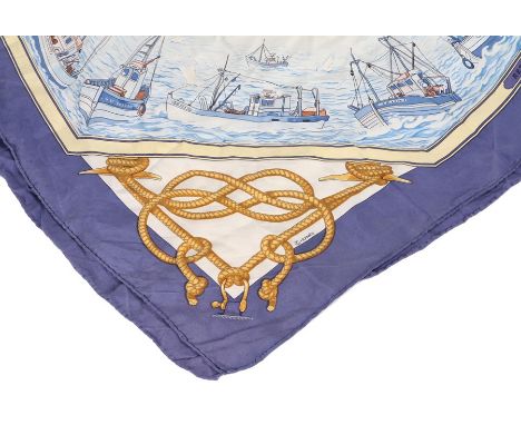 Hermes, F de La Perriere a 1980's silk scarf, 83cm wide