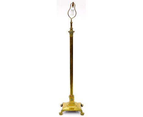 A VICTORIAN BRASS STANDARD LAMP, 158CM H