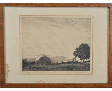 Edgar L. Pattison (British 1872-1950), an etching titled 'Evening' signed to the bottom right in pencil, framed, glazed and m