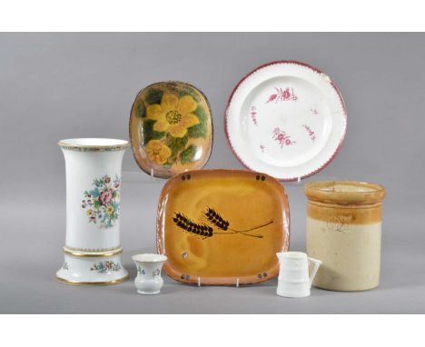 An assorted collection of 19th century and later English ceramics, comprising a coldstone pottery plate, 21cm x 19cm, a flora
