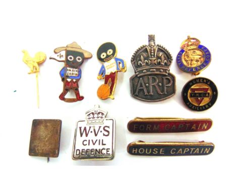 ASSORTED BADGES  comprising a silver A.R.P. lapel badge; enamel Y.M.C.A. Women's Auxiliary pin badge; W.V.S. Civil Defence pi