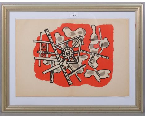 Fernand Leger, abstract composition, original lithograph, 1949, Galerie Maeght issue, sheet 38cm x 55cm, framedOriginal centr
