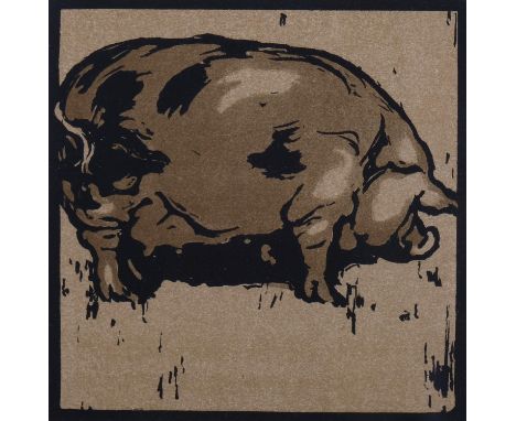 William Nicholson (1872-1949), lithograph in colours on paper, The Learned Pig, from The Square Book of Animals, 1900, 12.7cm