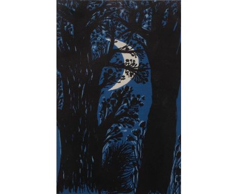 John Craxton (1922-2009), original lithograph on paper, Moon in Trees, from The Poet’s Eye, 20cm x 13cm, mounted, framed and 