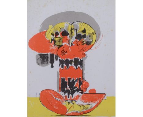 Graham Sutherland, balanced forms, original lithograph published by XX Siecle Paris, 30cm x 23cm, framedFoxing in the backgro