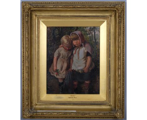 Justus Hill (1848 - 1925), Waifs, oil on board, signed, 30cm x 24cm, framedGood untouched original condition, no damage or ov