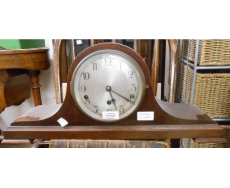 A vintage mahogany cased Napoleon hat mantel clock with Kienzle eight day chiming movement