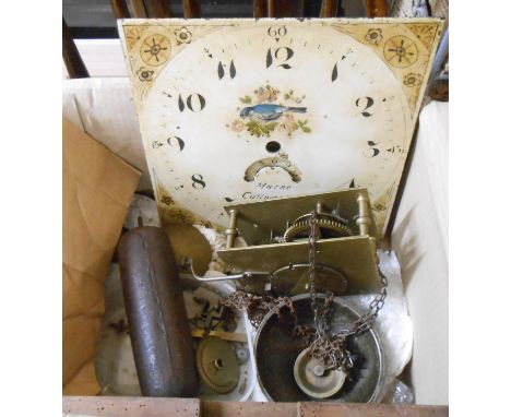 A 19th Century thirty hour longcase clock movement, the 28cm painted square dial marked for Marne of Cullompton with weight a