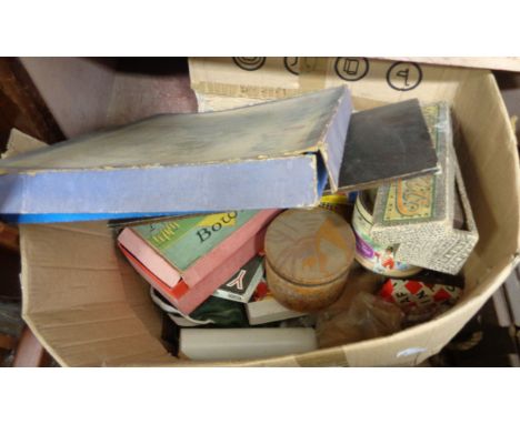 A box containing a quantity of vintage games including early 19th Century 'Game of the Goose' (incomplete), Chad Valley nine 