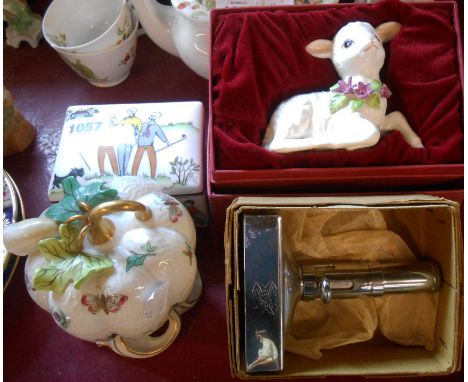 A small quantity of ceramics comprising VA Portugal porcelain tureen, Crown Staffordshire bone china trinket box with comical