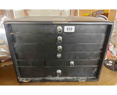 A vintage Japanese lacquered box fitted with drawers - front panel missing