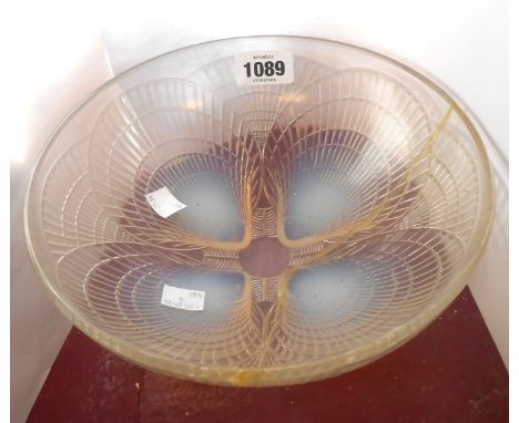 Rene Lalique: an opalescent glass bowl in the 'Coquille' pattern - acid etched R Lalique France to base - a/f