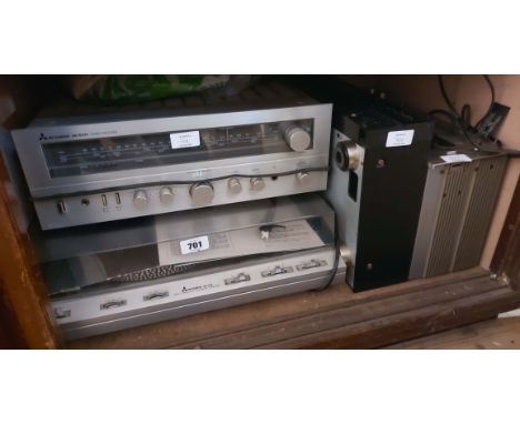A Mitsubishi BP-630 turntable, a Marnatz CD/52 CD player - sold with a Mitsubishi cassette deck, stereo receiver and a pair o