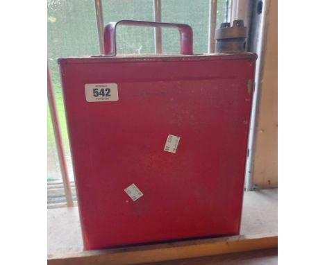 A vintage red enamelled Valor petrol can