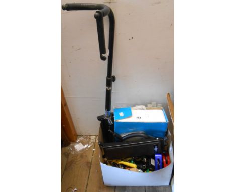 A boxed Realistic 'Stereo Disco Mixer' - sold with a Stagg acoustic guitar stand and a quantity of musical accessories includ