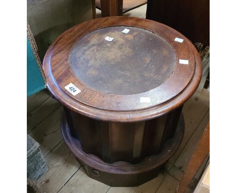 A 42cm diameter Victorian mahogany pedestal step commode - top inset and liner missing