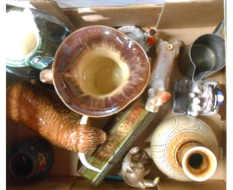 A box containing a quantity of ceramics including Beswick koala bear (a/f), Celtic Newlyn pottery decorated in the 'Medallion