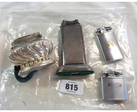 A vintage silver plated Dunhill 'Standard' lighter with engine turned finish - sold with three other lighters