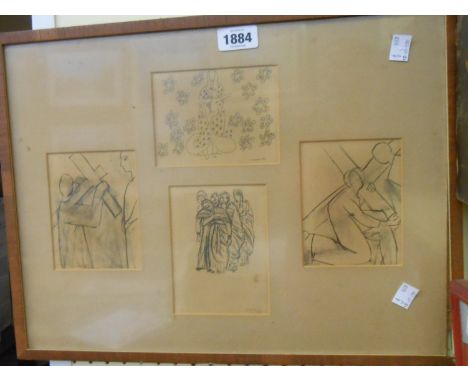 †Henri Matisse: a vintage framed montage of four small format monochrome prints, all depicting religious subjects