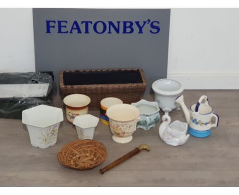 Indoor planter and plant pots to include royal winton,farmer and fine quality porcelain. Along with brass horse head