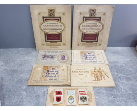 A total of 7 vintage John players cigarette card albums, all complete, cricket and commemorative themed