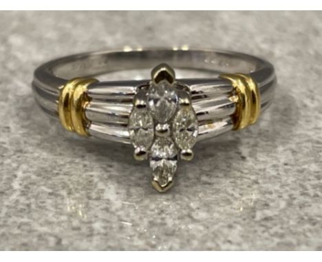 Ladies 18ct white gold Diamond ring. Featuring 4 Marquise Diamonds 3.74g size N