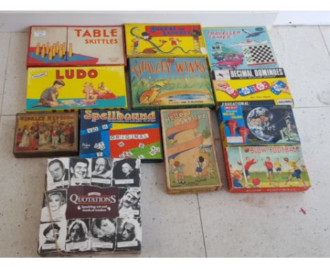 12 boxed vintage games includes classics such as snakes and ladders, table skittles, helter skelter etc