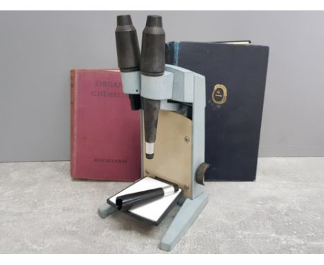 Vintage Bausch and Lomb U.S.A Microscope together with 2 hardback books Organic chemistry and the world of science