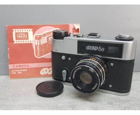 Vintage FED5B 1980s soviet rangefinder camera with original instructions
