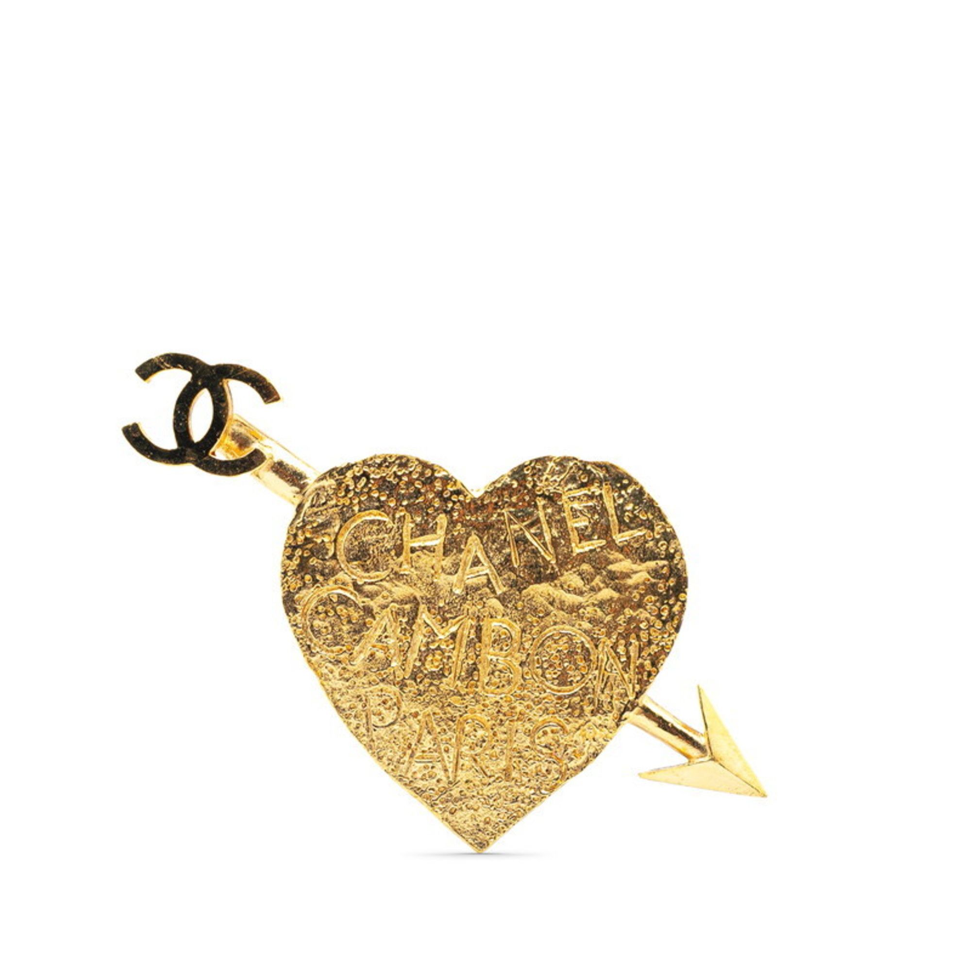 Vintage Chanel Heart Arrow Coco Mark Brooch, Gold Plated, Women's