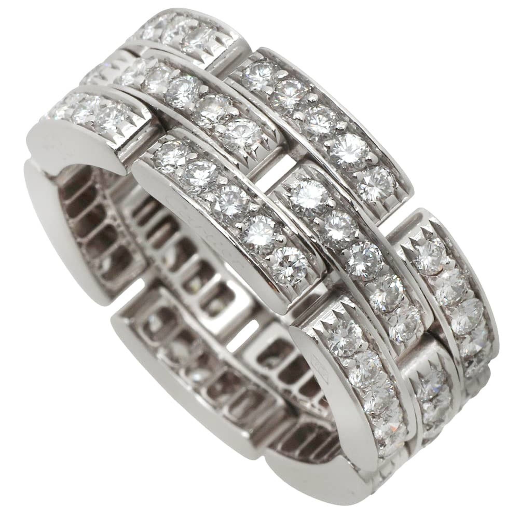 Like new Cartier 10.3g Maillon Panthere Ring in 18K White Gold with Full Diamonds, #53, size 12.5