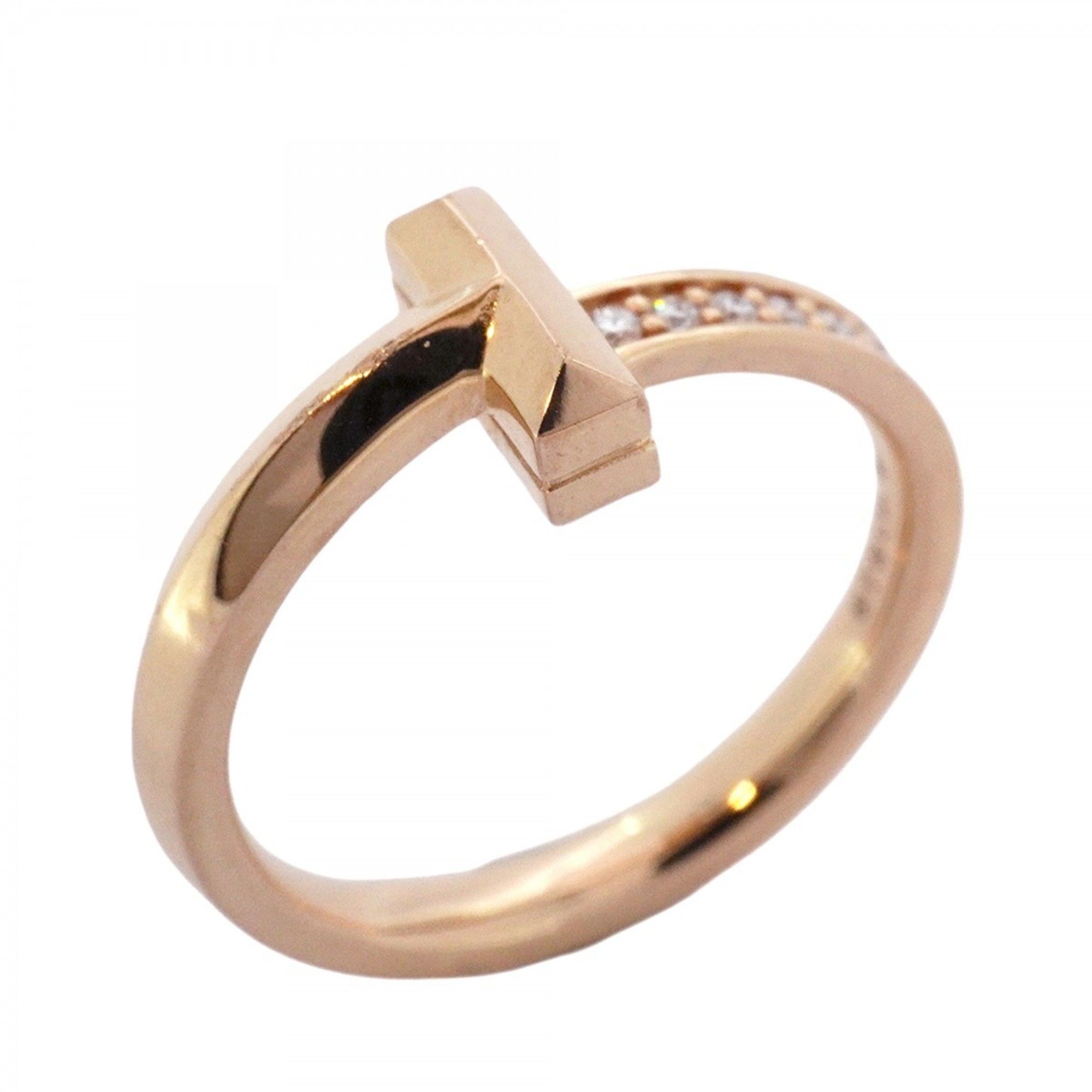 Tiffany T-One Ring, 18KPG Pink Gold with 0.08ct Diamond, Size 12, Women's